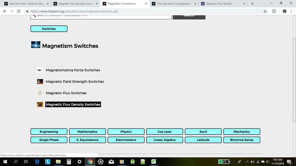 The Calculator Encyclopedia Converts Magnetic Flux Density Units on Magnetism Unit Conversions