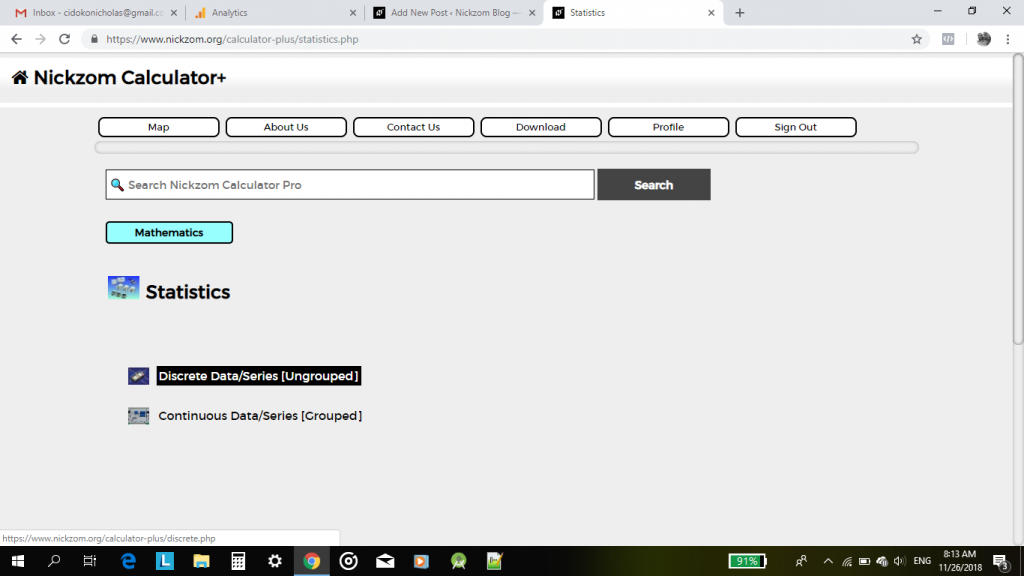 Nickzom Calculator Calculates the Mean for Discrete and Continuous Data with Frequency under Statistics