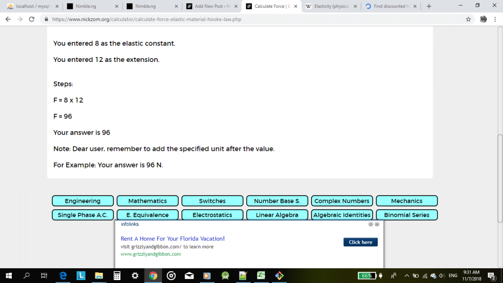 Physics, Elasticity Calculations Solutions By Nickzom Calculator - The Calculator Encyclopedia