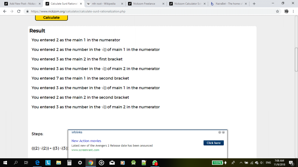 Mathematical Surd Operations can be Solved by Nickzom Calculator - The Calculator Encyclopedia