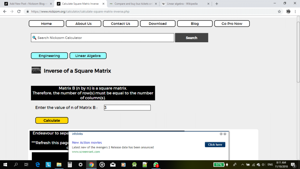 Nickzom Calculator Solves Linear Algebra