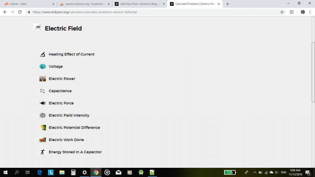 Nickzom Calculator Solves Calculations on Electric Field (Physics)