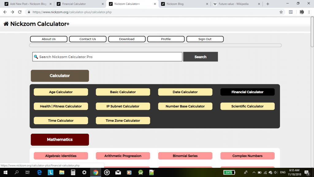 Nickzom Calculator Solves Future Value Calculations