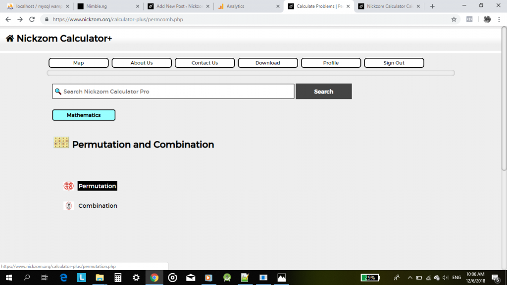 Nickzom Calculator Calculates Permutation and Combination With Steps - The Calculator Encyclopedia