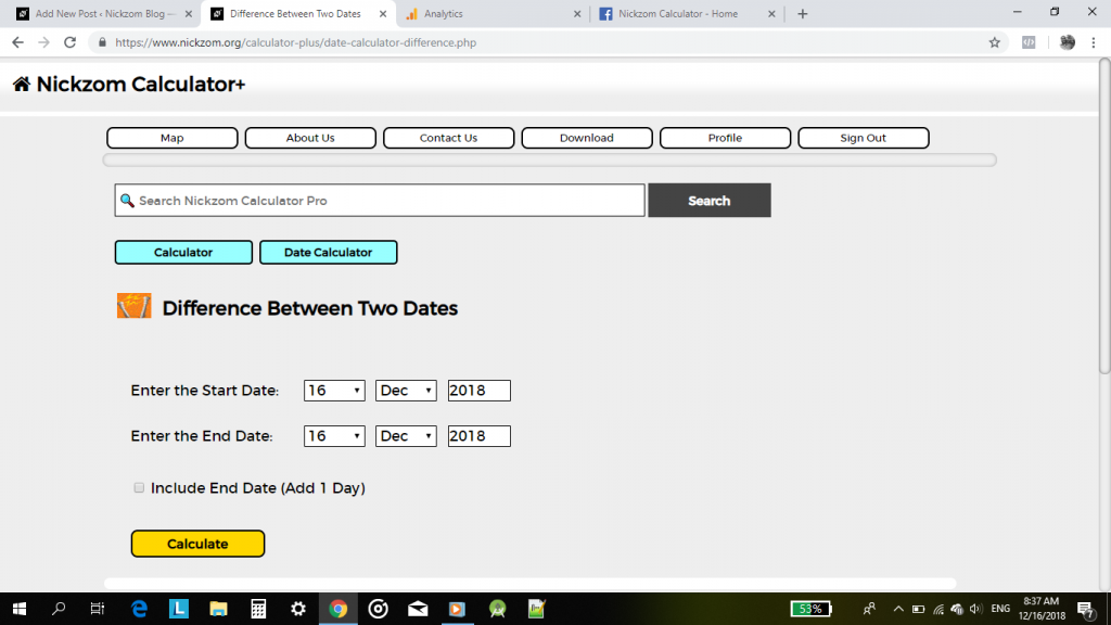 How to Calculate the Difference between Two Dates | Nickzom Calculator