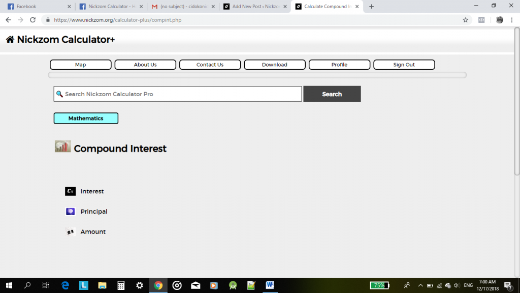 Calculating Compound Interest Using Nickzom Calculator