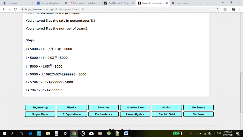 Calculating Compound Interest Using Nickzom Calculator