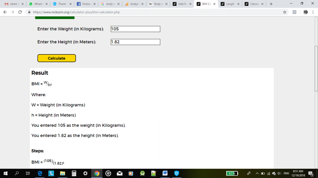 Nickzom Calculator Calculates Body Mass Index