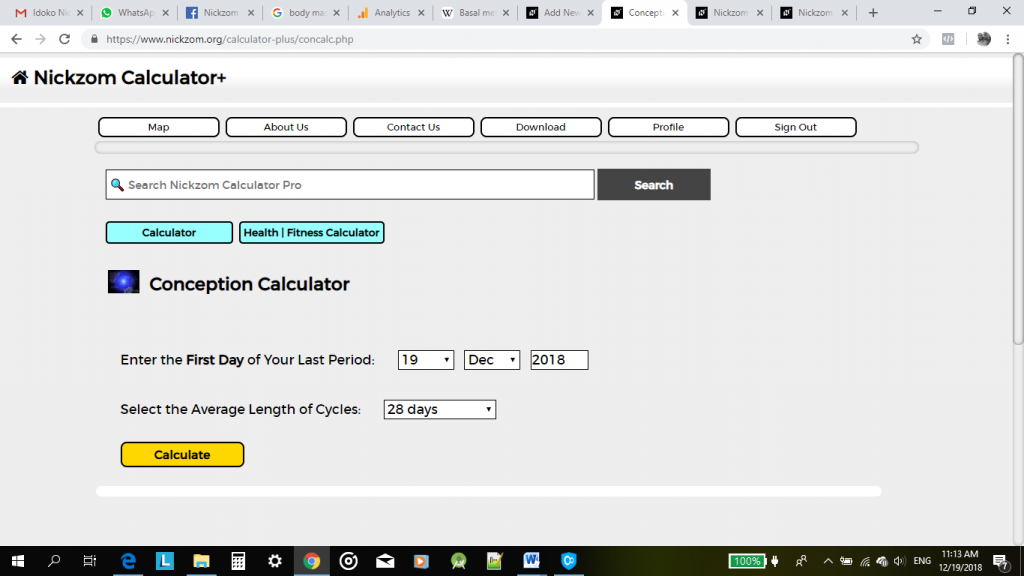 Nickzom Calculator Calculates Conception and Best Intercourse Dates