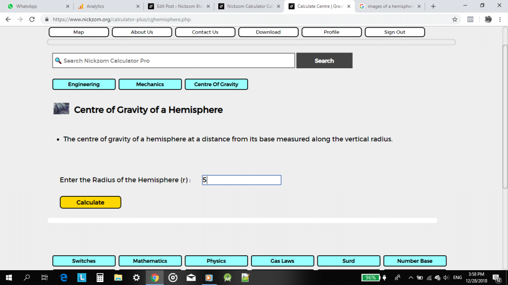 How to Calculate and Solve for the Centroid or Centre of Gravity of a Hemisphere