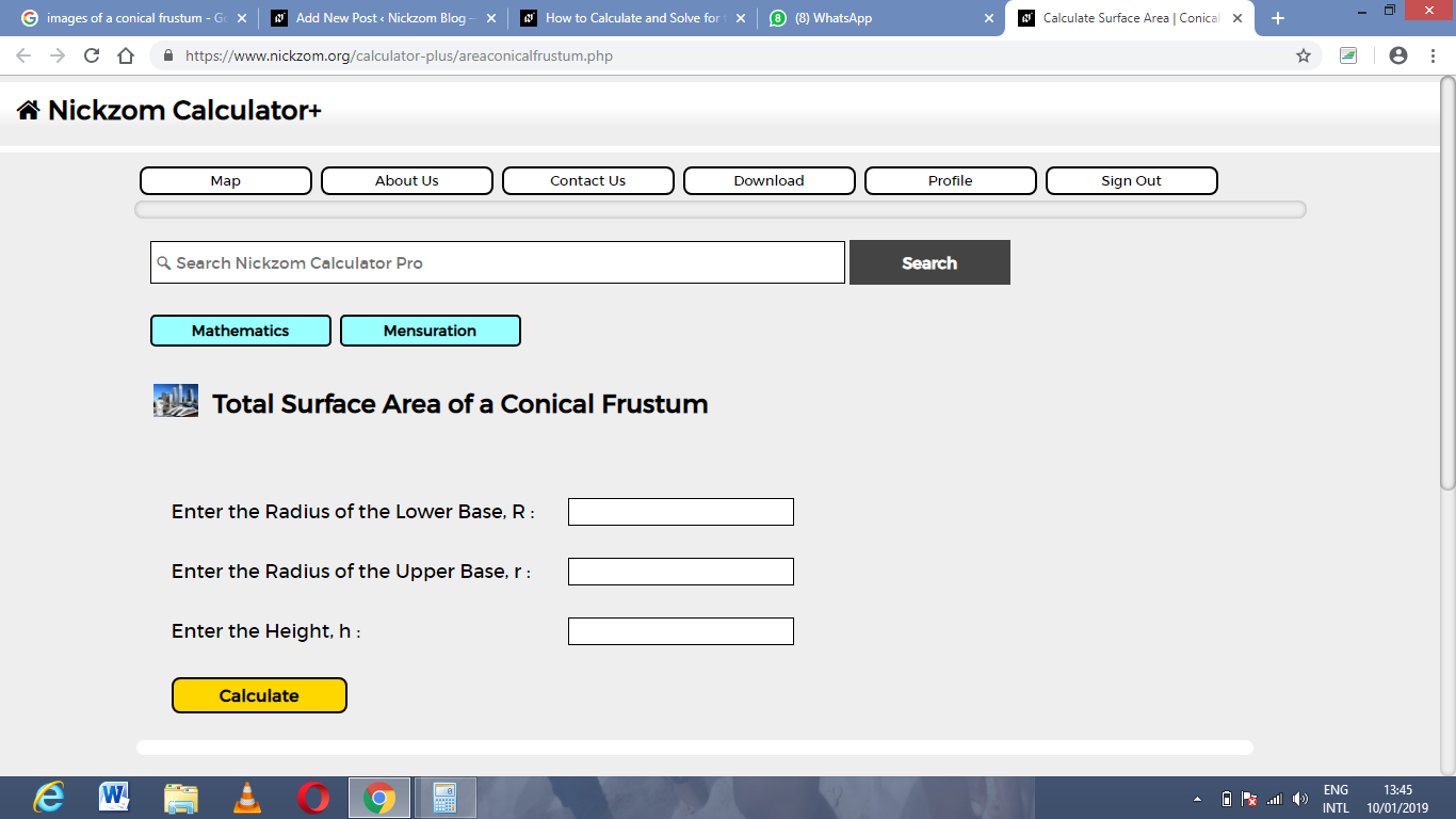 How to Calculate and Solve for the Total Surface Area of a Conical Frustum | The Calculator Encyclopedia