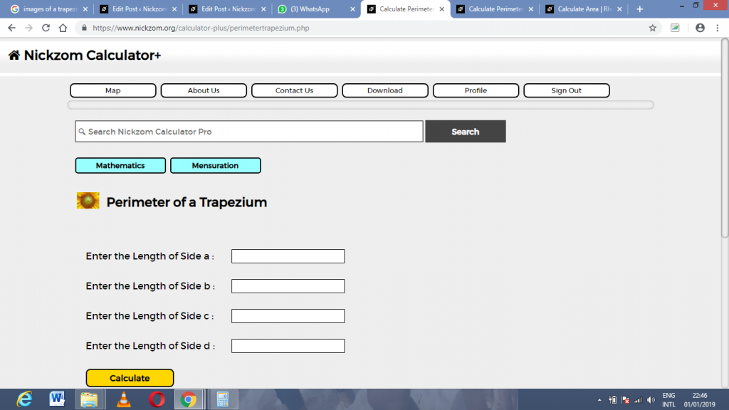 How to Calculate and Solve for the Perimeter of a Trapezium | Nickzom Calculator