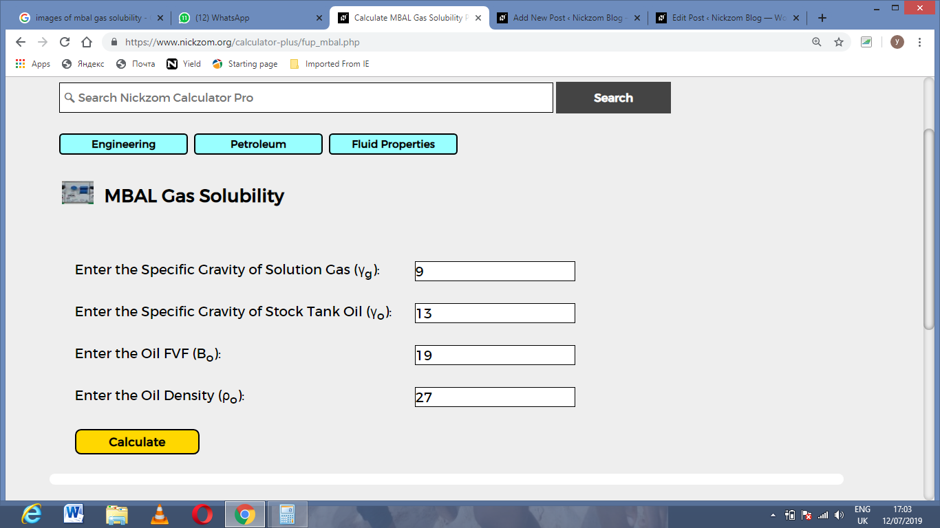 How to Calculate and Solve for MBAL Gas Solubility | The Calculator Encyclopedia