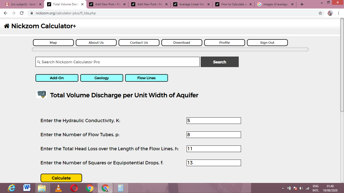 How to Calculate and Solve for Total Volume Discharge per Unit Width of Aquifer | Flow Lines