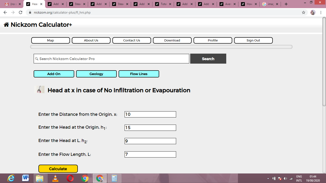How to Calculate and Solve for Head at x in case of No Infiltration or Evaporation | Flow Lines