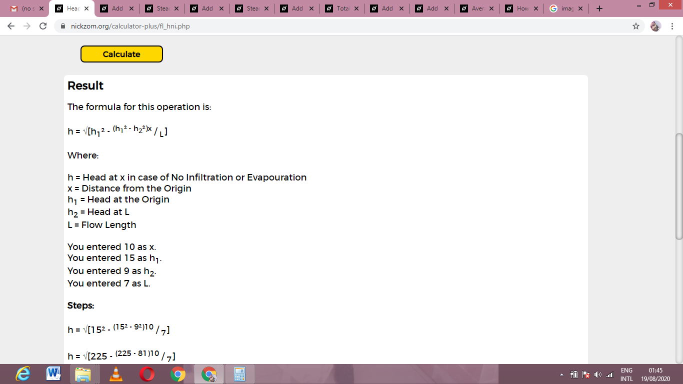 How to Calculate and Solve for Head at x in case of No Infiltration or Evaporation | Flow Lines