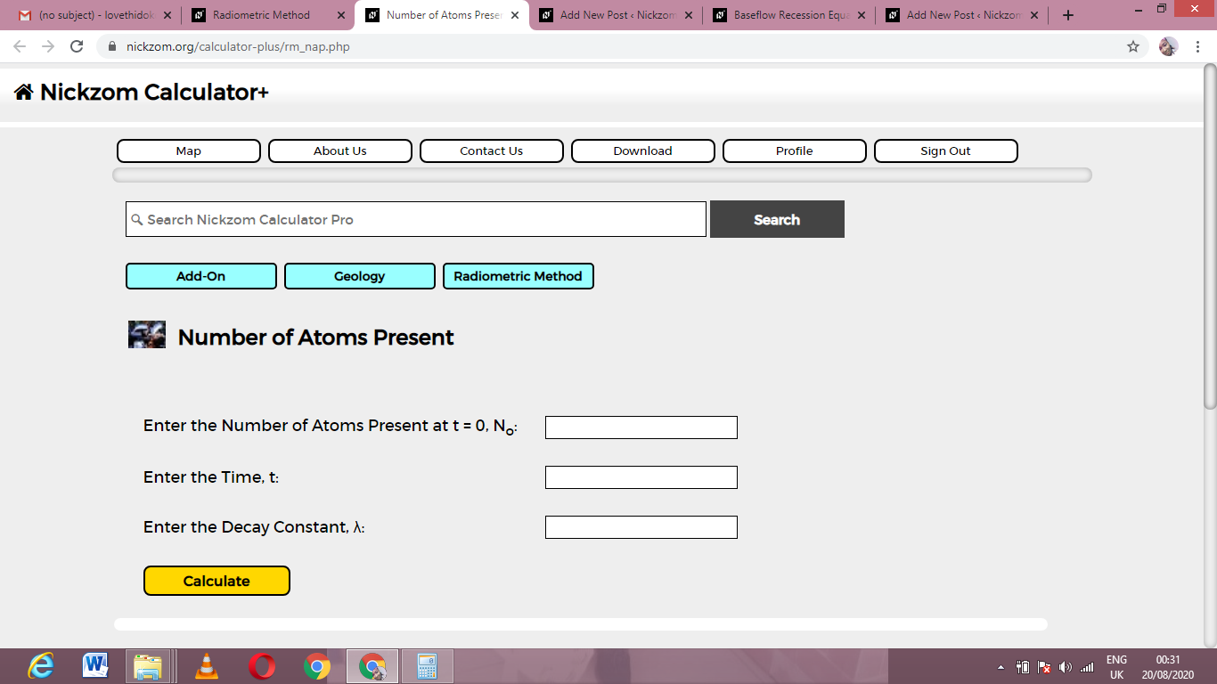 How to Calculate and Solve for Number of Atoms Present | Radiometric Method