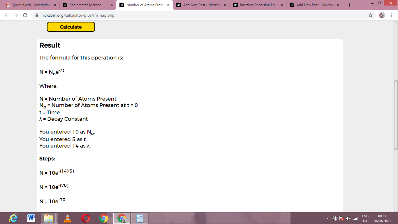 How to Calculate and Solve for Number of Atoms Present | Radiometric Method