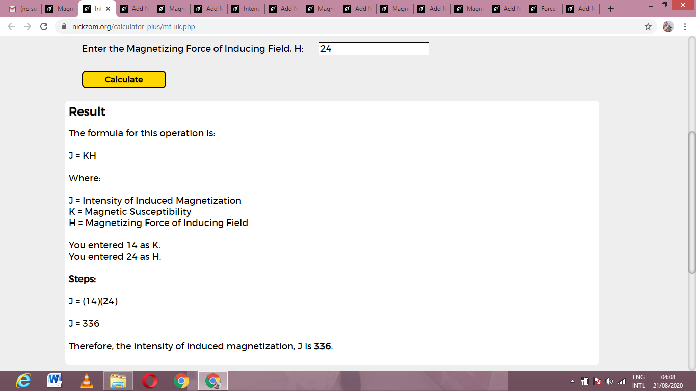 How to Calculate and Solve for Intensity of Induced Magnetization (K, H) | Magnetic Field