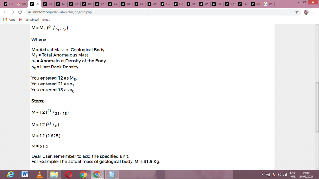 How to Calculate and Solve for Actual Mass of Geological Body | Gravity