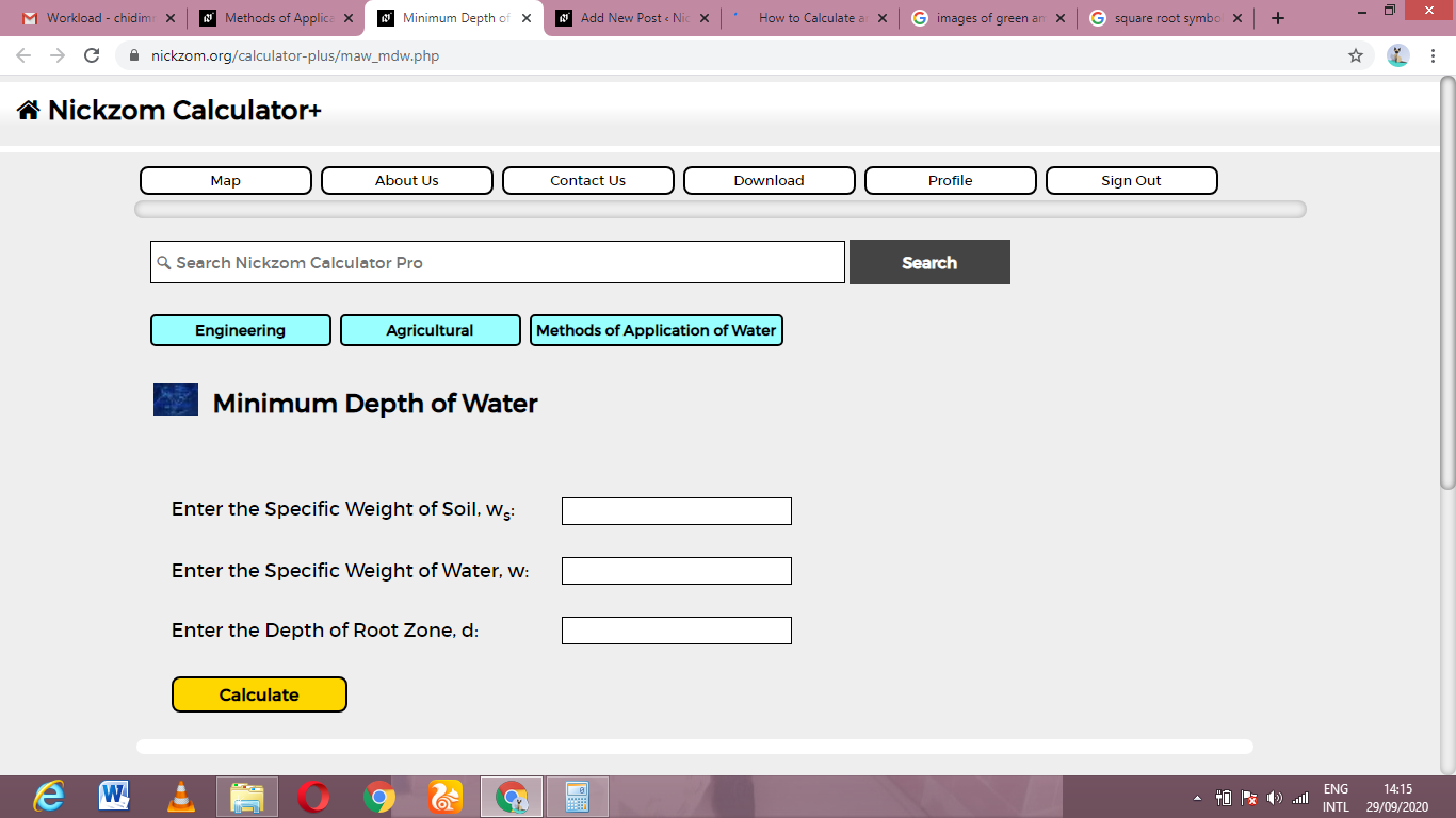 How to Calculate and Solve for Minimum Depth of Water | Methods of Application of Water