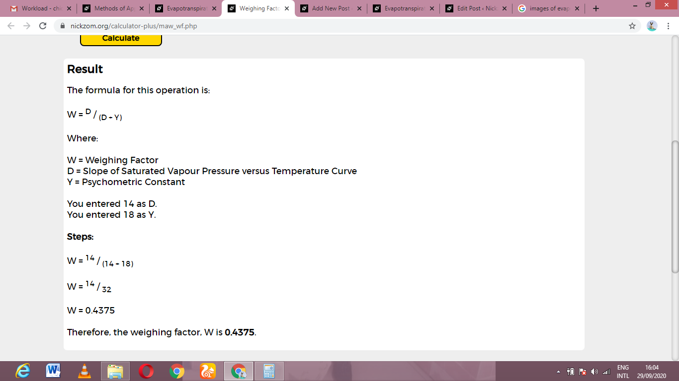 How to Calculate and Solve for Weighing Factor | Methods of Application of Water
