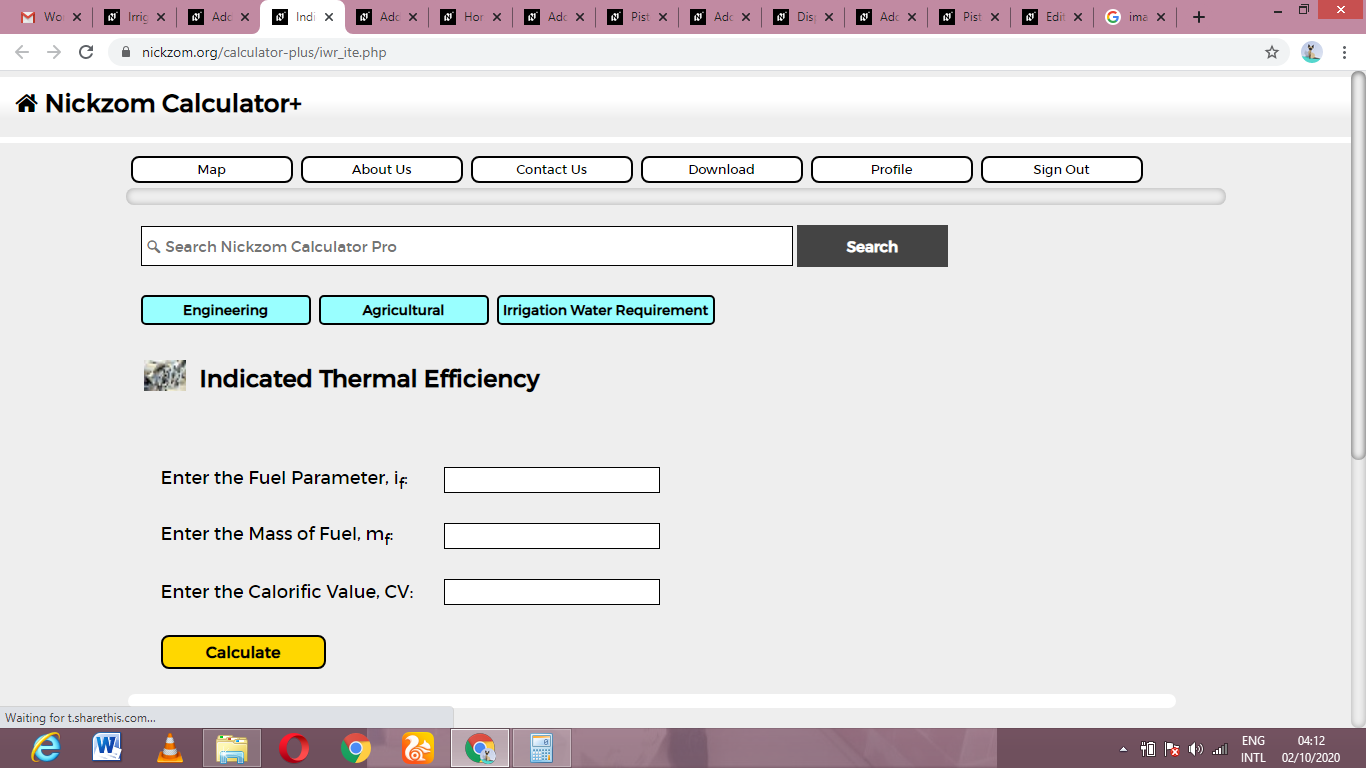 How to Calculate and Solve for Indicated Thermal Efficiency | Irrigation Water Requirement
