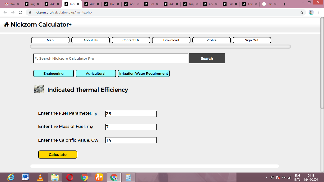 How to Calculate and Solve for Indicated Thermal Efficiency | Irrigation Water Requirement