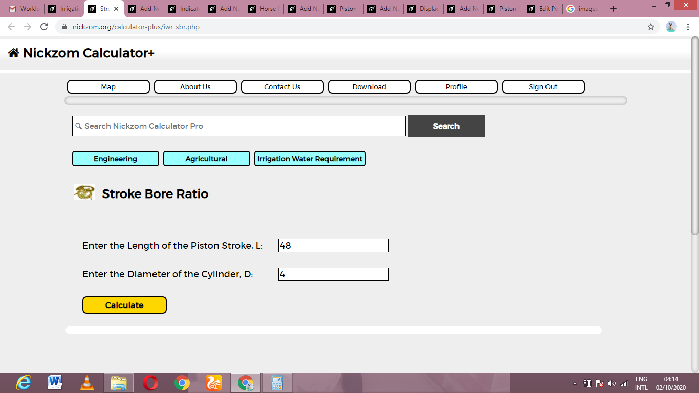 How to Calculate and Solve for Stroke Bore Ratio | Irrigation Water Requirement