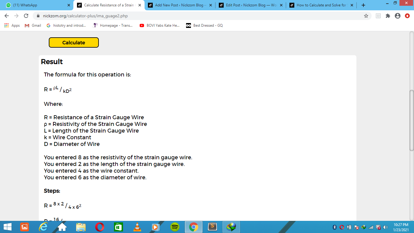 How to Calculate and Solve for Resistance of a Strain Gauge Wire | Instrumentation