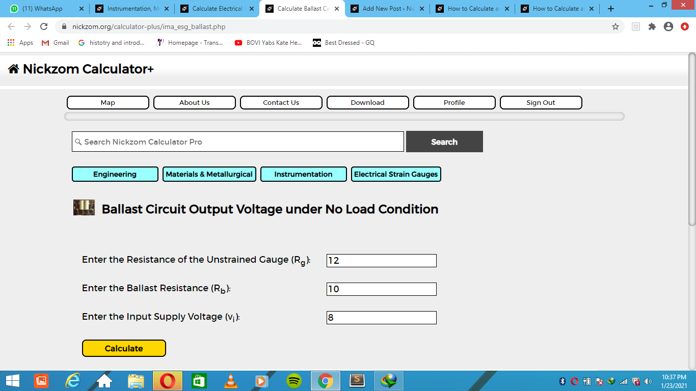 How to Calculate and Solve for Ballast Circuit Output Voltage under No Load Condition | Electrical Strain Gauges