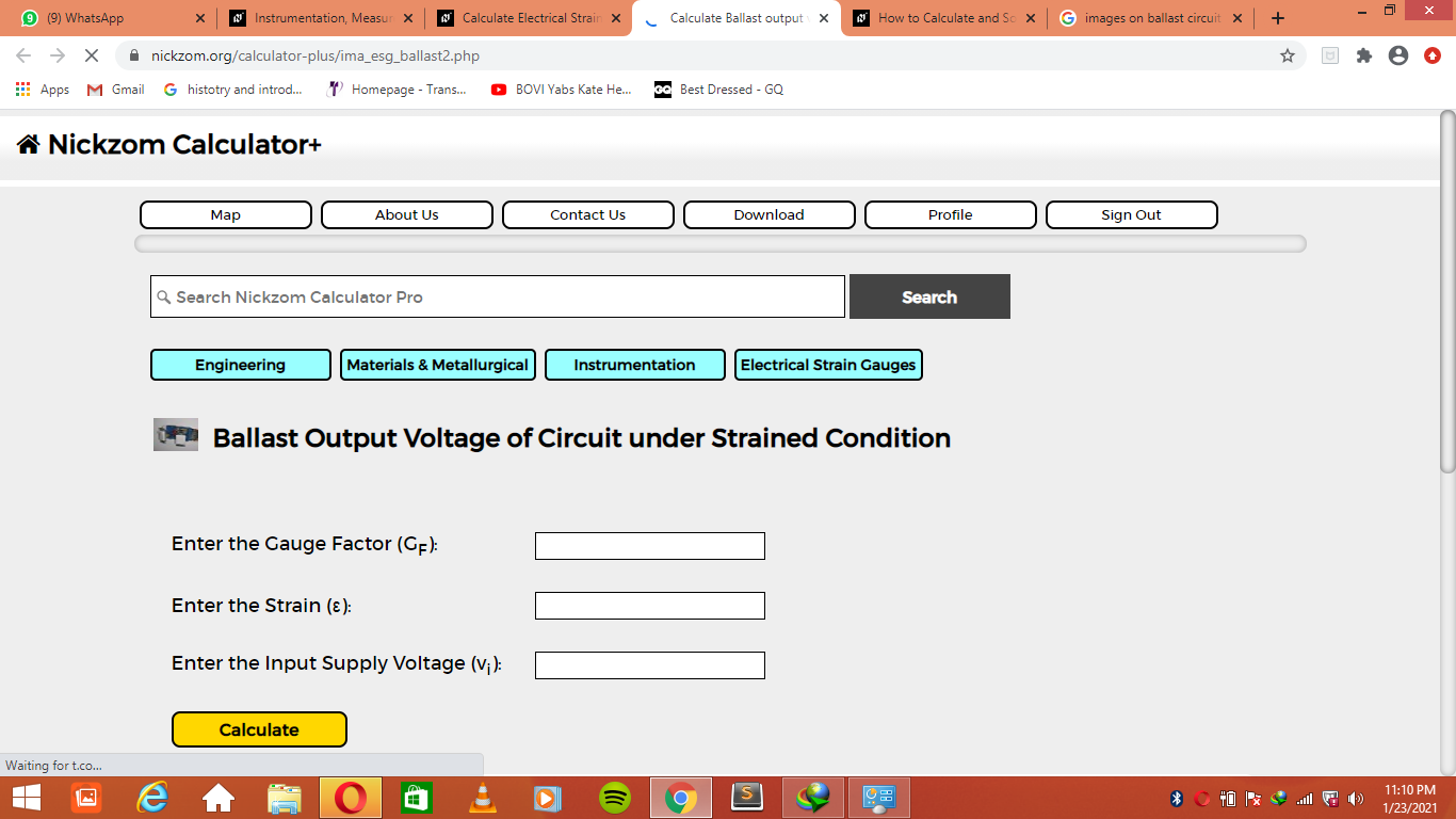 How to Calculate and Solve for Ballast Output Voltage of Circuit under Strained Condition | Electrical Strain Gauges