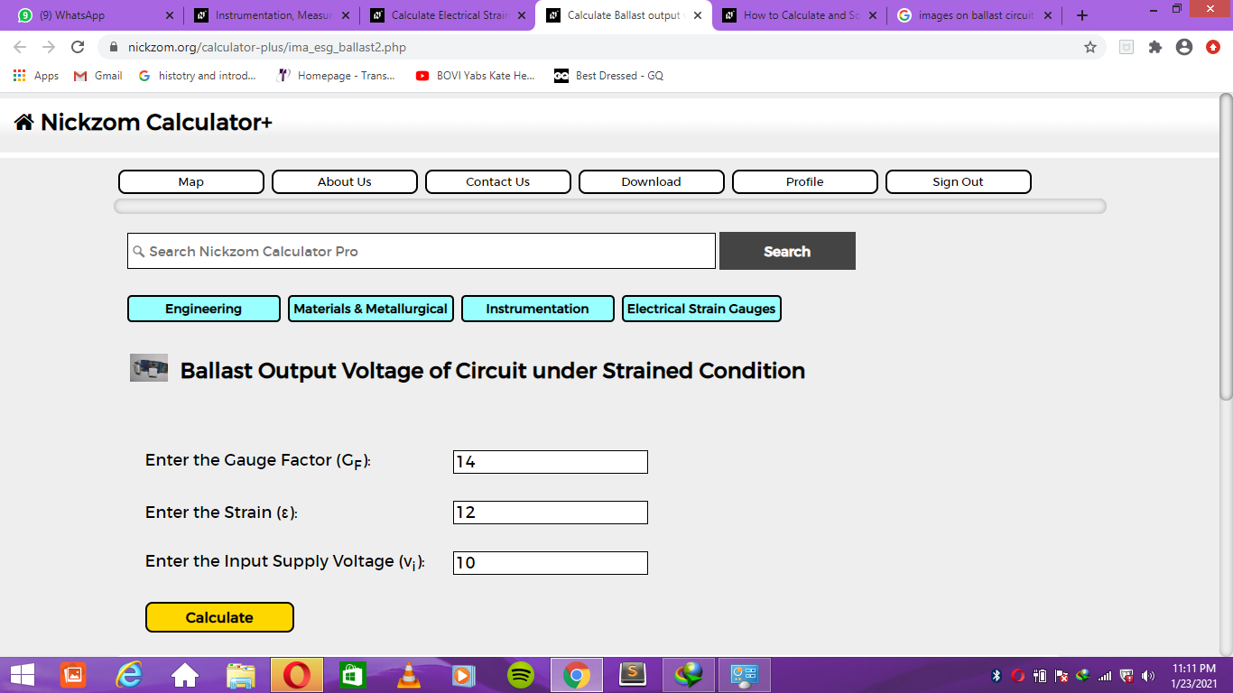 How to Calculate and Solve for Ballast Output Voltage of Circuit under Strained Condition | Electrical Strain Gauges