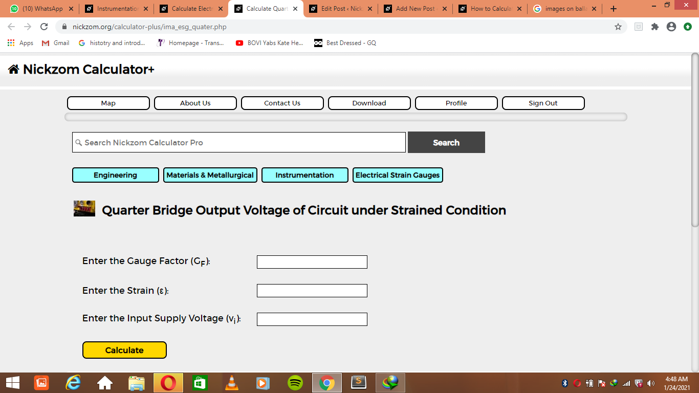 How to Calculate Quarter Bridge Output Voltage of Circuit under Strained Condition | Electrical Strain Gauges