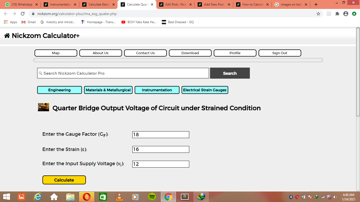 How to Calculate Quarter Bridge Output Voltage of Circuit under Strained Condition | Electrical Strain Gauges