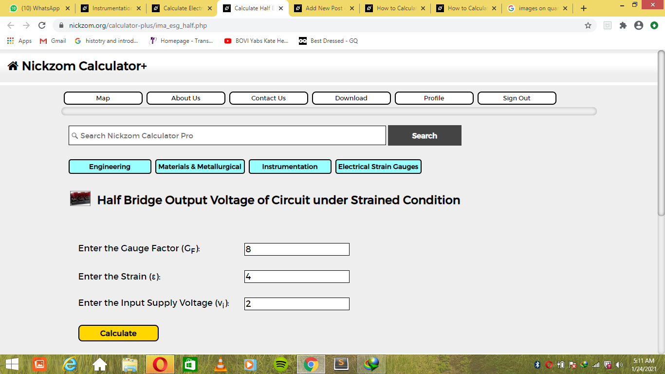 How to Calculate and Solve for Half Bridge Output Voltage of Circuit under Strained Condition | Electrical Strain Gauges