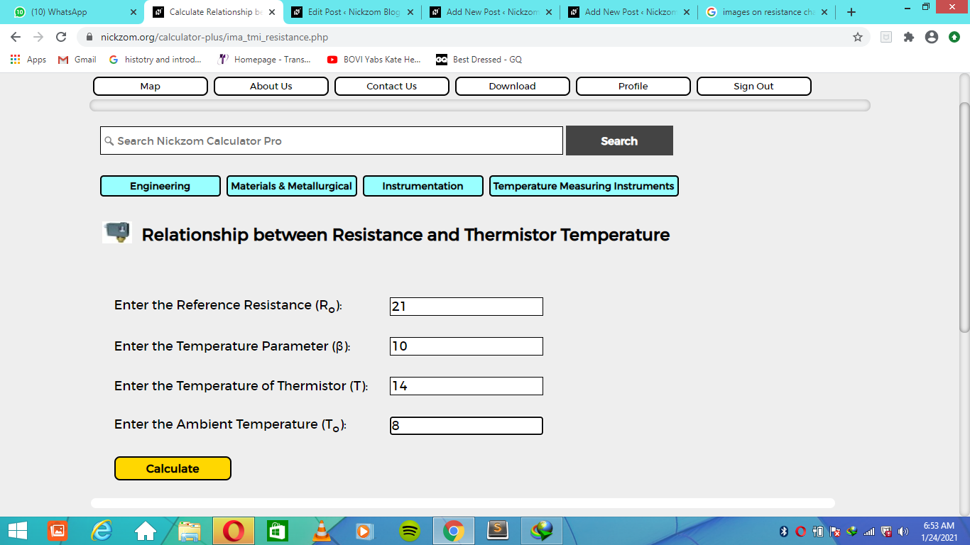 How to Calculate and Solve for Relationship between Resistance and Thermistor Temperature | Temperature Measuring Instruments