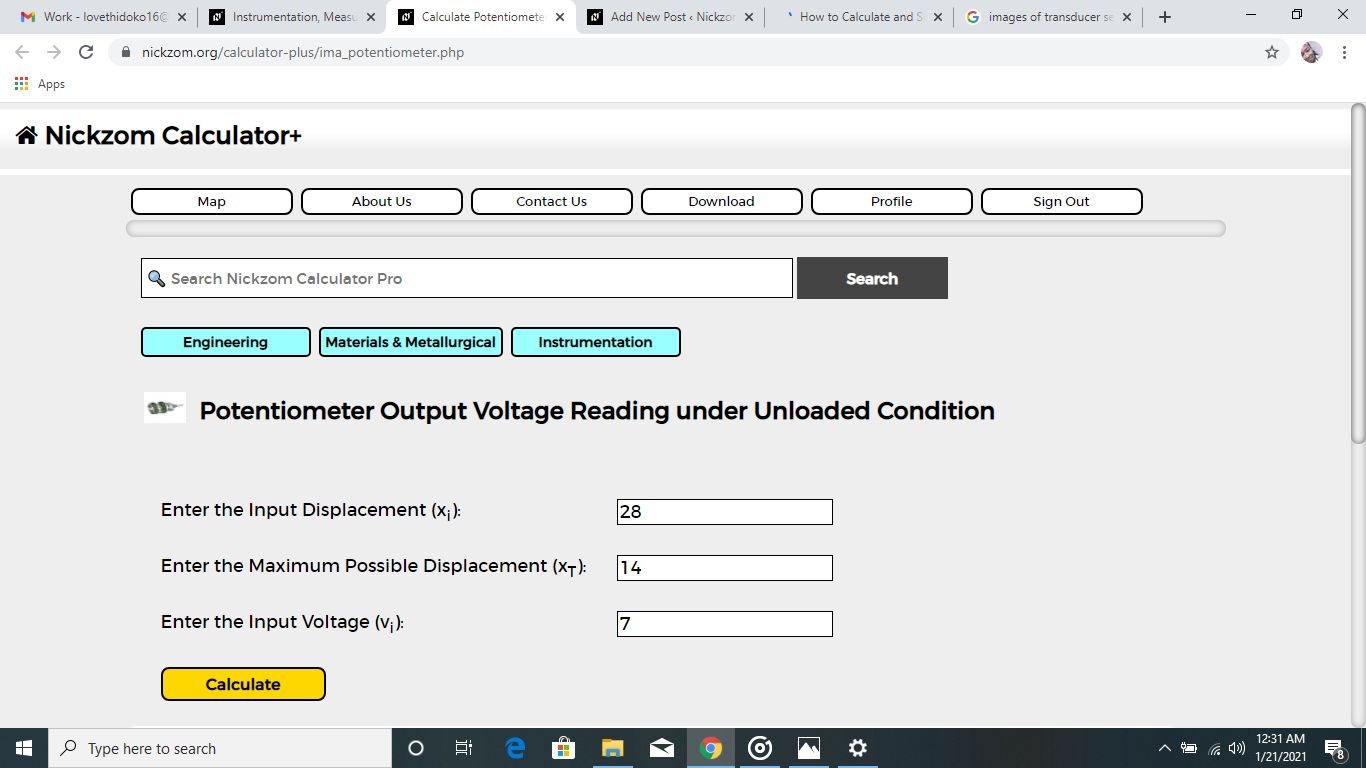 How to Calculate and Solve for Potentiometer Output Voltage Reading under Unloaded Condition | Instrumentation