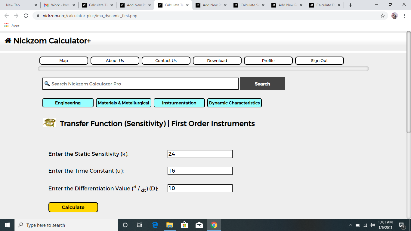 How to Calculate and Solve for Transfer Function (Sensitivity) | First Order Instruments | Dynamic Characteristics of Instruments