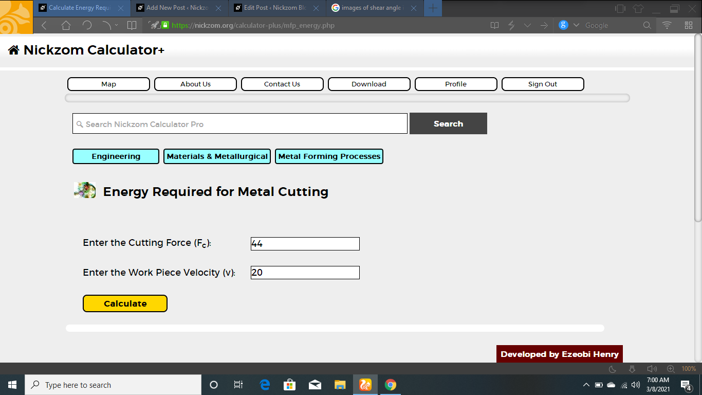 How to Calculate and Solve for Energy Required for Metal Cutting | Metal Forming processes