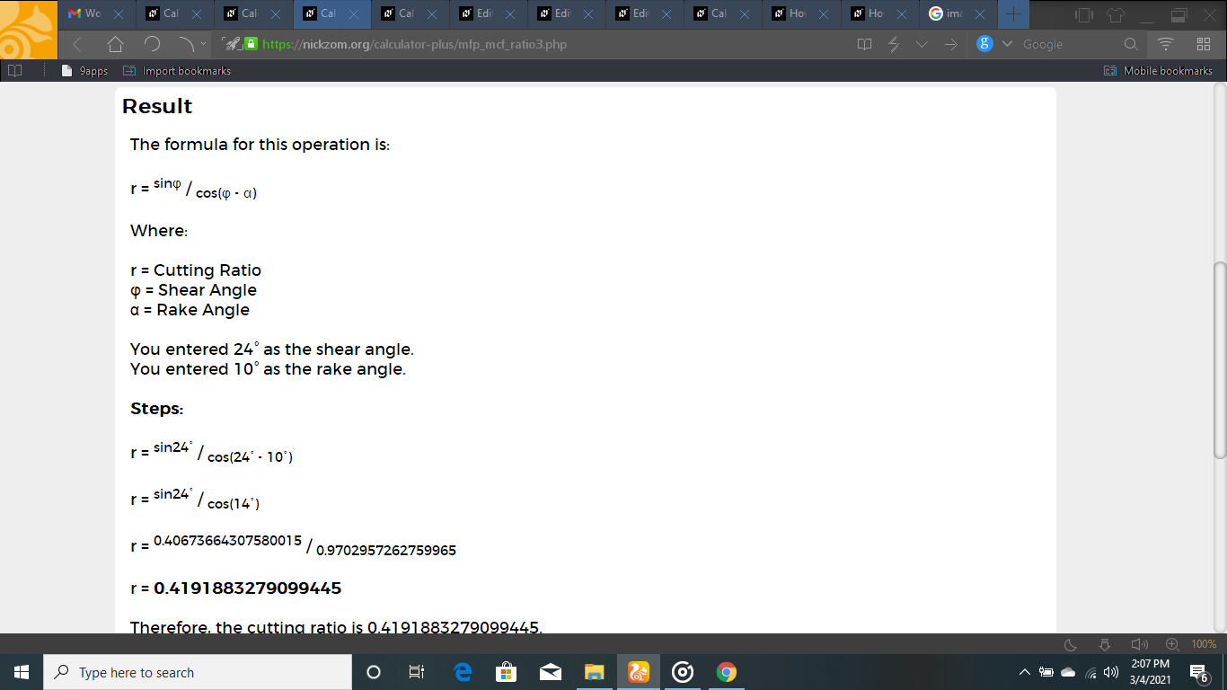 How to Calculate and Solve for Cutting Ratio I Mechanics of Chips Formation
