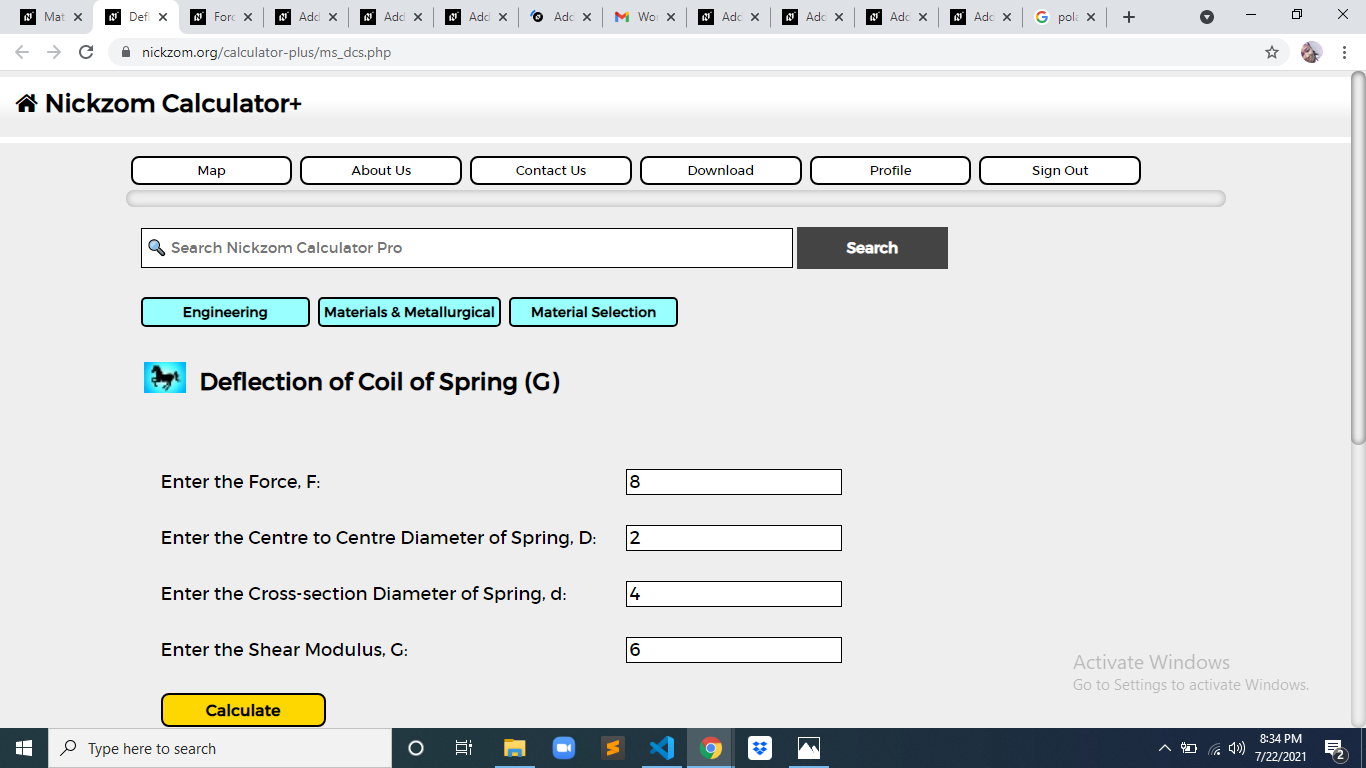 How to Calculate and Solve for Deflection of Coil of Spring | Material Selection