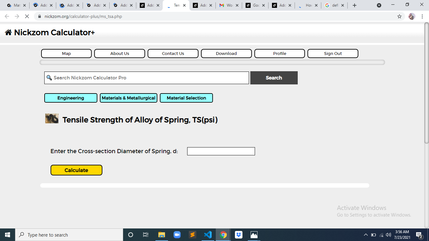How to Calculate and Solve for Tensile Strength of Alloy of Spring | Material Selection