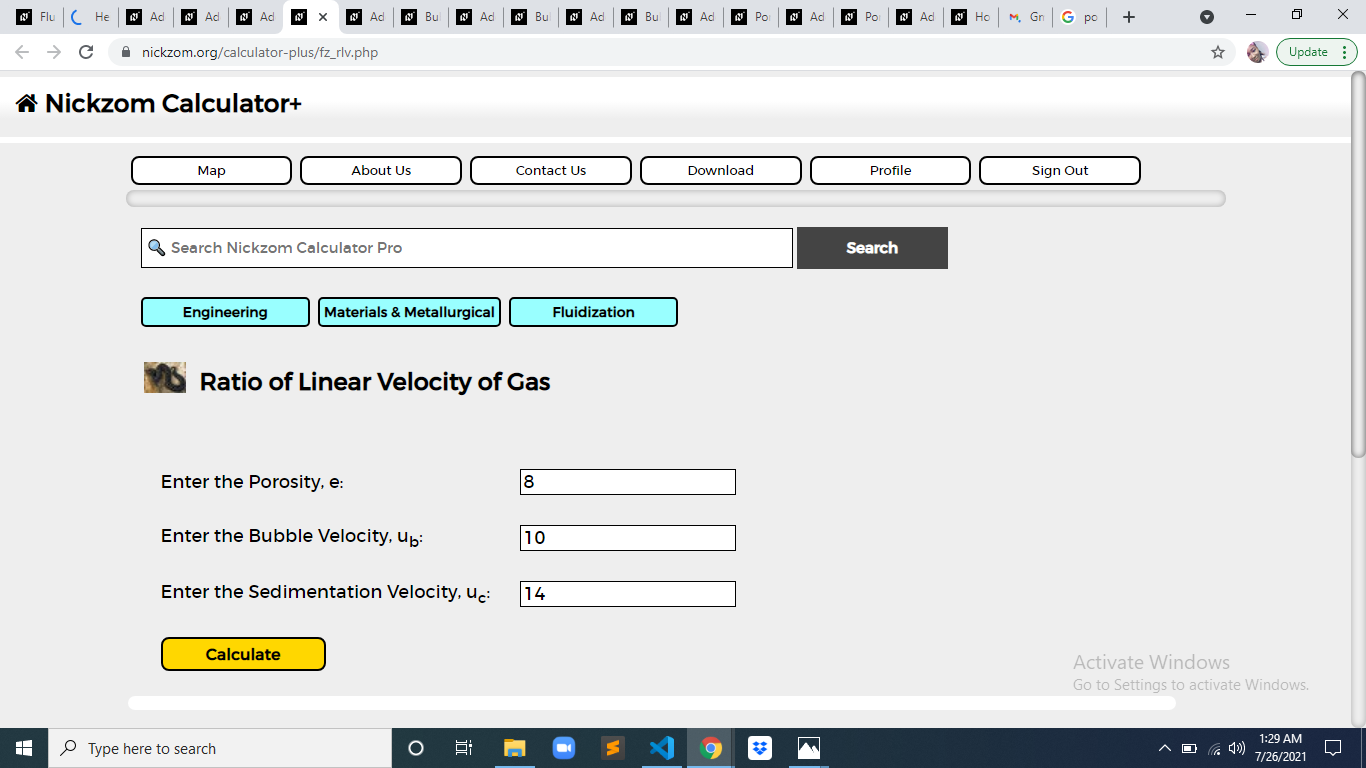 How to Calculate and Solve for Ratio of Linear Velocity of Gas | Fluidization