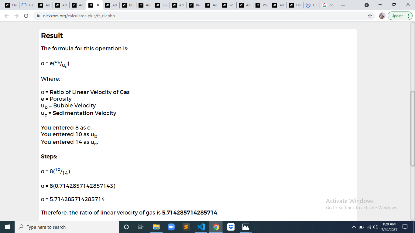 How to Calculate and Solve for Ratio of Linear Velocity of Gas | Fluidization