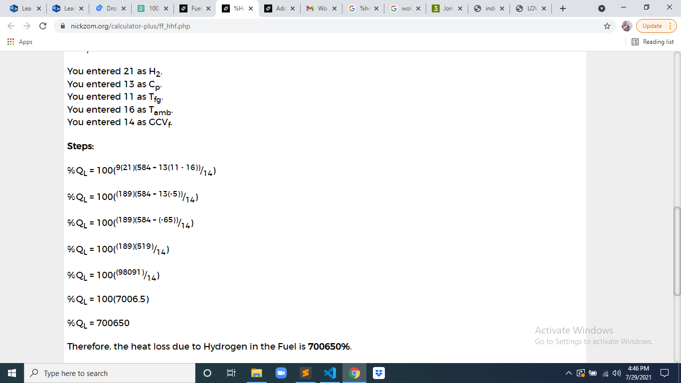 How to Calculate and Solve for %Heat Loss due to Hydrogen in Fuel | Fuel and Furnaces