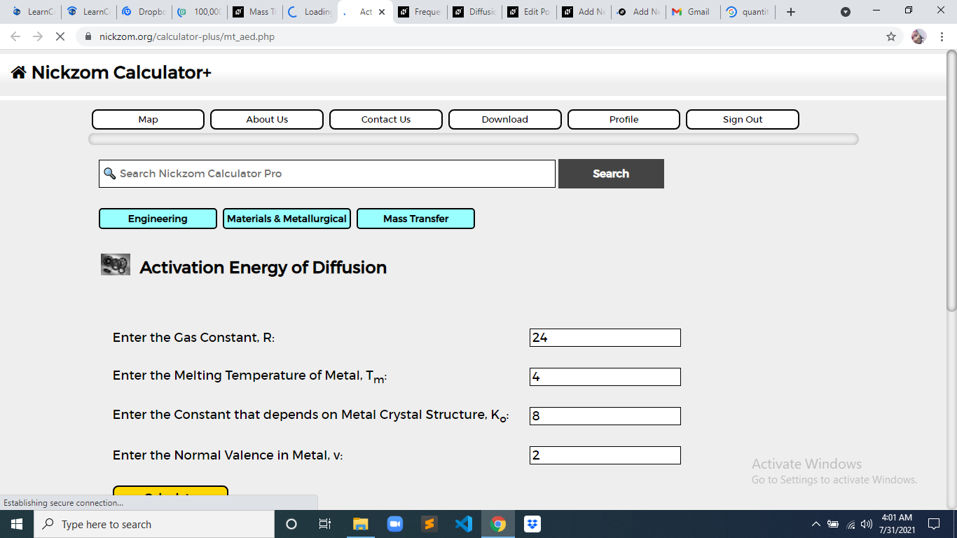 How to Calculate and Solve for Activation Energy of Diffusion | Mass Transfer