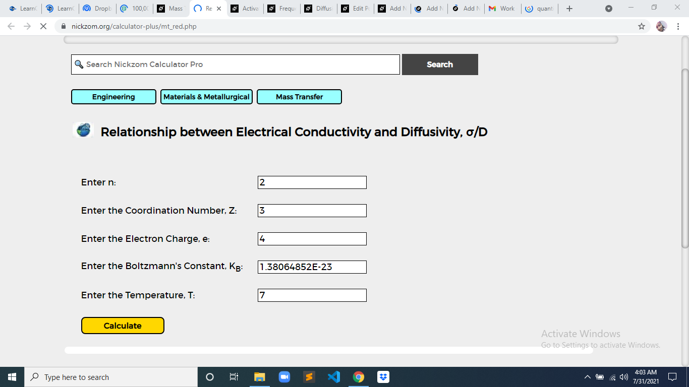 How to Calculate and Solve for Relationship between Electrical Conductivity and Diffusivity | Mass Transfer