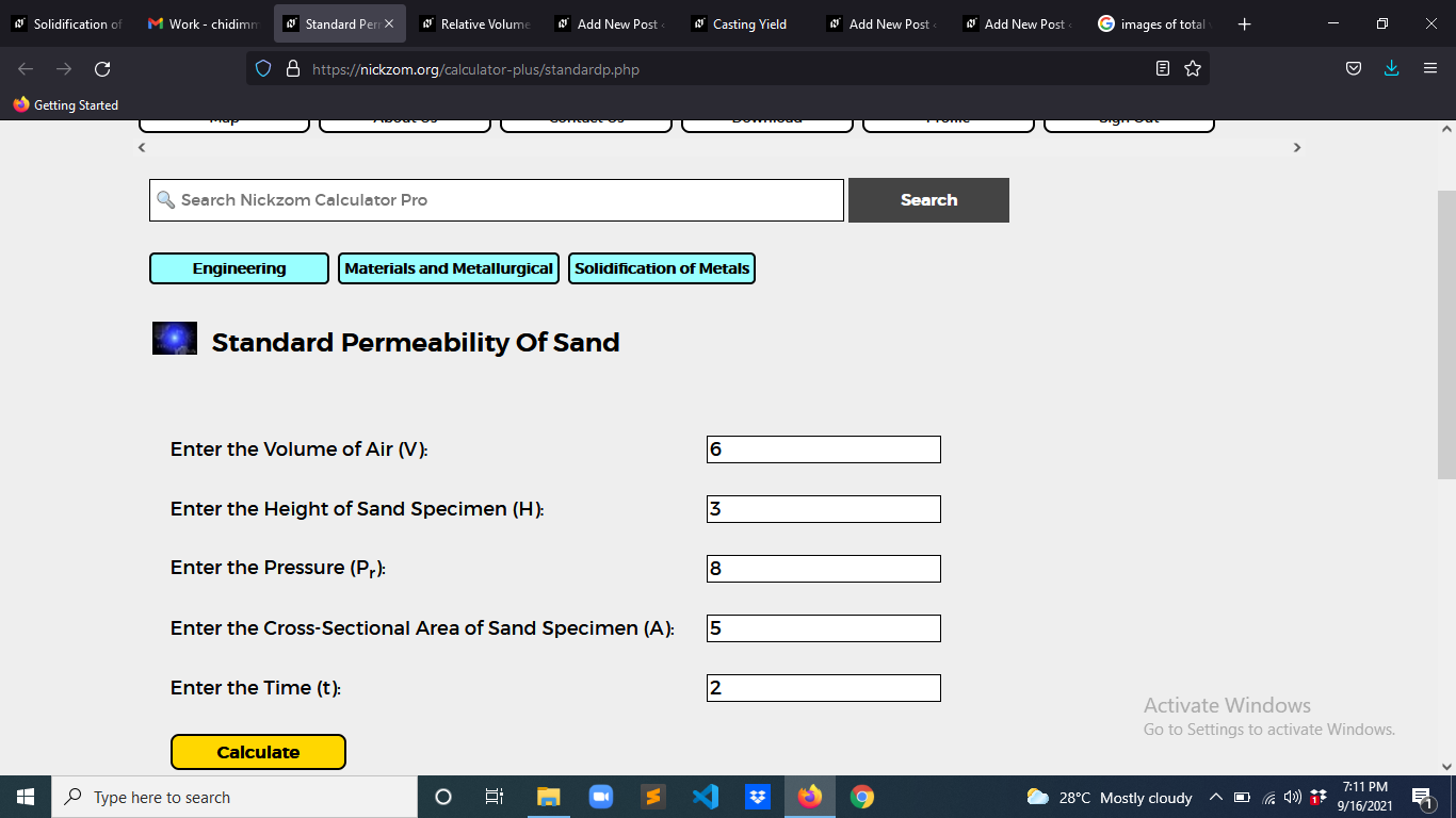 How to Calculate and Solve for Standard Permeability of Sand | Solidification of Metals