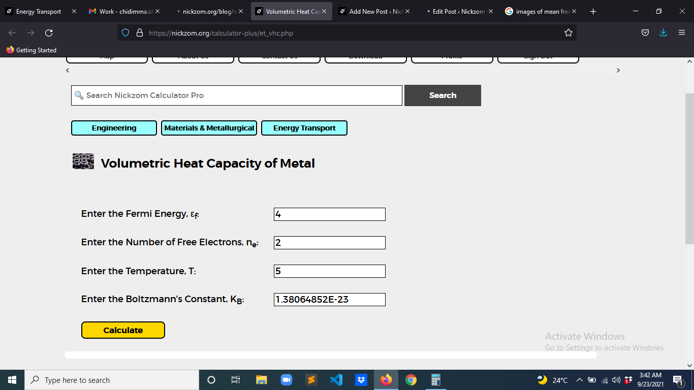 How to Calculate and Solve for Volumetric Heat Capacity of Metal | Energy Transport
